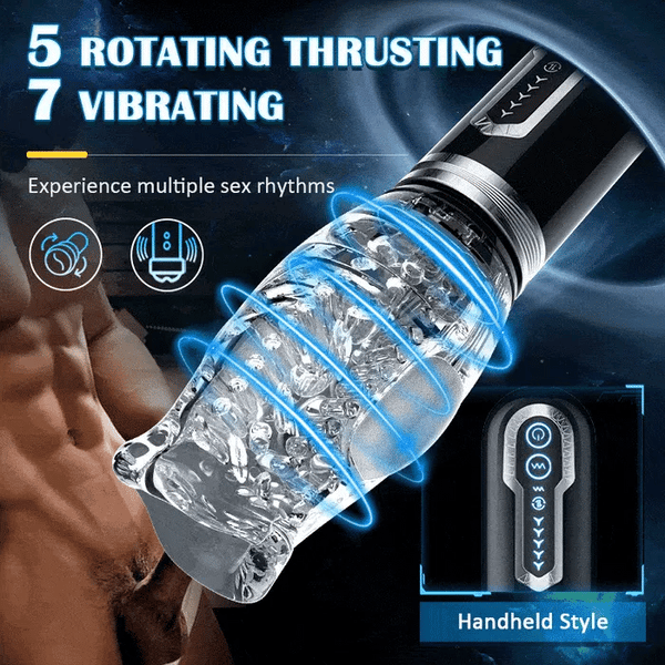 Superbuyg™ 5 Thrusting Rotating 7 Vibrating Oral Sex Handheld Masturbator