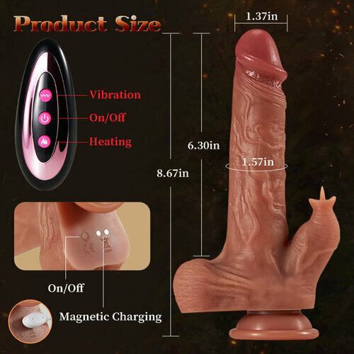 REED 9 Vibrating 3 Thrusting Tongue Licking & Swing Heating Dildo