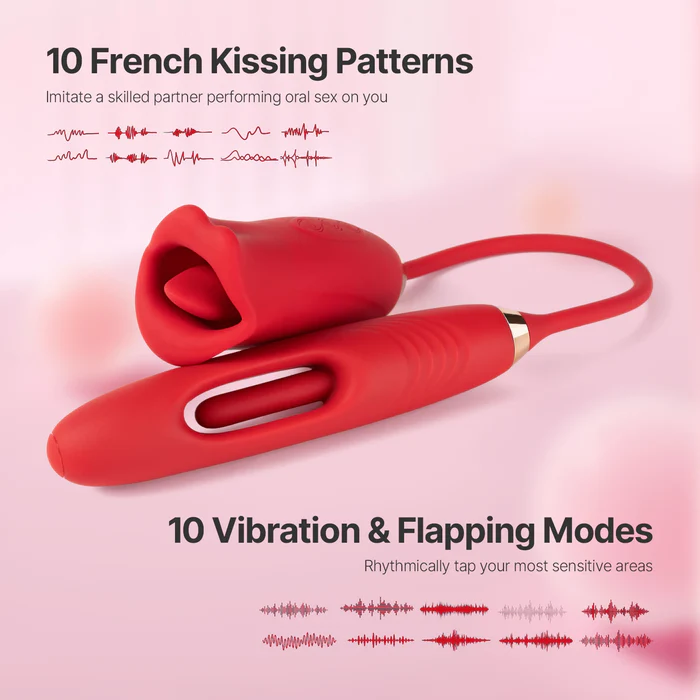 G Spot Flapping Vibrator with Kissing Function & Vibrating Tongue