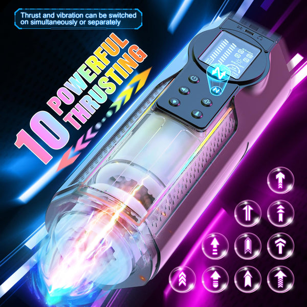 2024 New Male Masturbator: 10 Thrusting & 10 Vibrating Modes, LCD Display, Electric Penis Pump