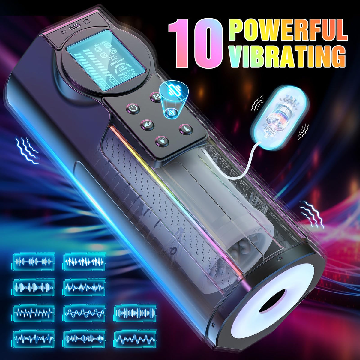 2024 New Male Masturbator: 10 Thrusting & 10 Vibrating Modes, LCD Display, Electric Penis Pump