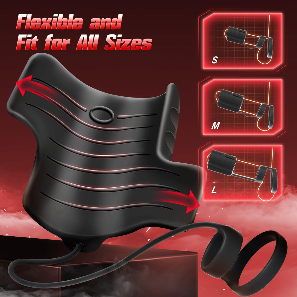 APP & Remote Control 9 Vibrating with 2 Cock Penis Ring Stretchy Male Masturbator