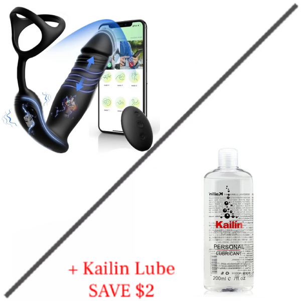 6 Mode Prostate Massager with Cock Ring, App and Remote Control for Couples