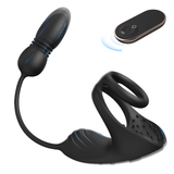 Eveandlove 9 Thrusting & Vibrating Prostate Massager with Dual Cocking Rings Testicular Stimulator
