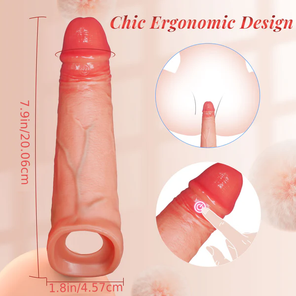 (BLACK) APP Controlled 9 Vibration Intensities Vibrating Penis Sleeve