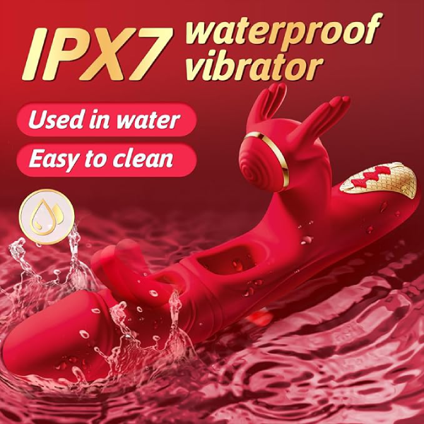 Double Tongue Licking & Vibrating Dildo - 7 Flapping Modes & 10 Vibrations for G-Spot & Clitoral Stimulation