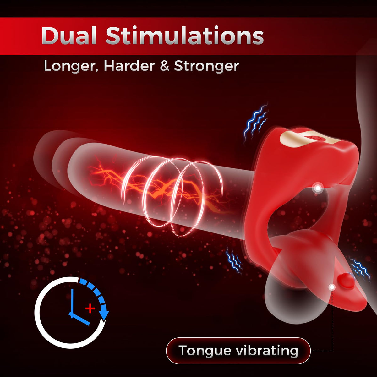 Penis Ring Tongue Design with 9 Vibration Modes Male Couples Sex Toys Clitoral Vibrator