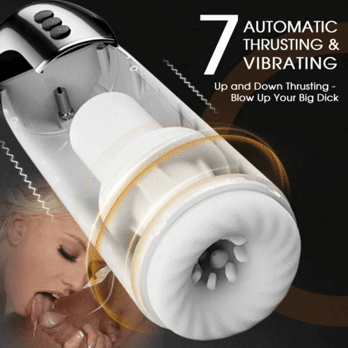 Wearable 7 Thrusting & Vibrating Heating Vocable Masturbation Cup