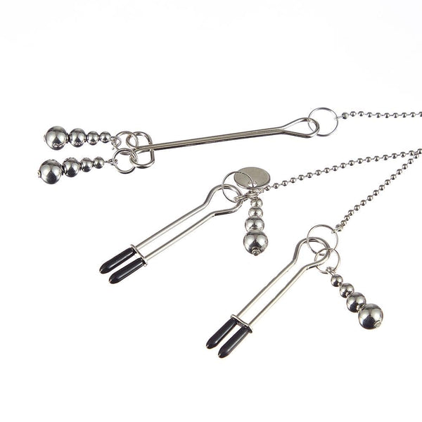 Beaded Pendant Chain Nipple to Clit Tweezer Clamp Set