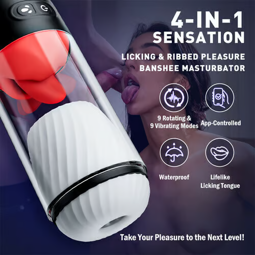 App Controlled Male Masturbator with 9 Tongue Licking & Vibration Modes
