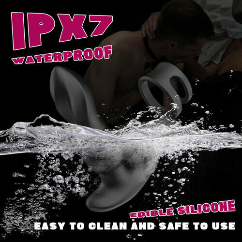 Cook-7 Thrusting & Vibrating Drill Spirals Double Cock Rings Prostate Massager