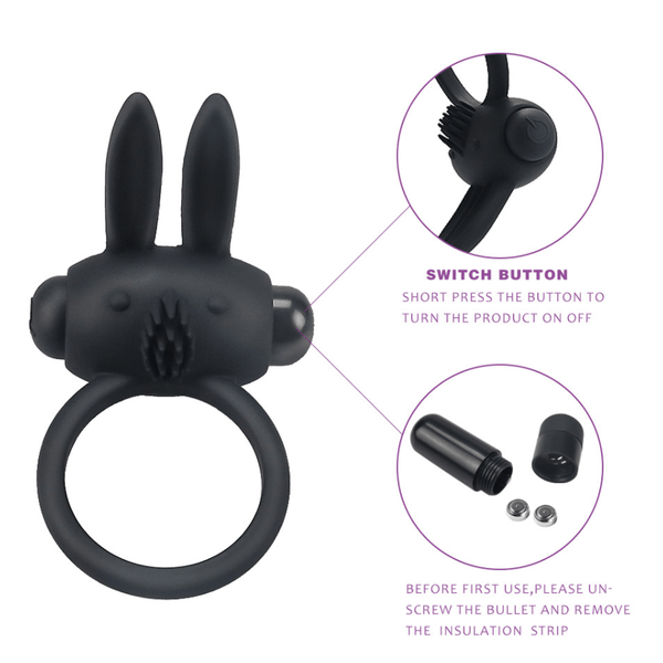 Rabbit Silicone 1 Vibration Cock Ring for Male and Couples