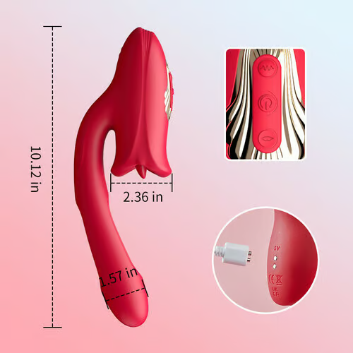 G Spot Flapping Vibrator with Kissing Function & Vibrating Tongue