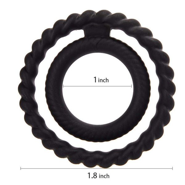 Screw Thread Dual Penis Ring Erection Enhancing Sex Toy