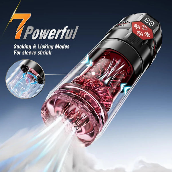 Superbuyg™Male Masturbator Penis Pump – 12-Level Vacuum, 7-Mode Thrusting, Rotating, Vibrating & Sucking with LCD Display,Star-starring identical mold production [free of tax]