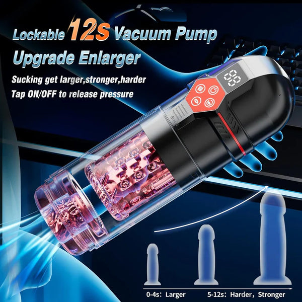 Superbuyg™Male Masturbator Penis Pump – 12-Level Vacuum, 7-Mode Thrusting, Rotating, Vibrating & Sucking with LCD Display,Star-starring identical mold production [free of tax]
