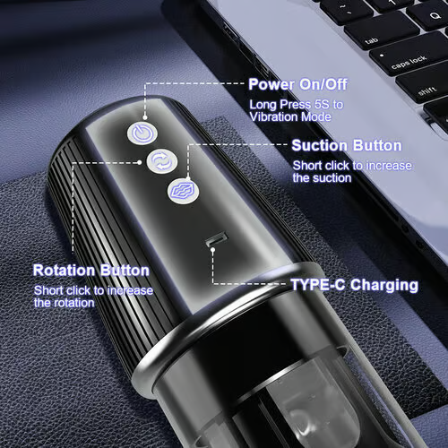 5 Rotating 5 Sucking 7 Vibrating Masturbator & Training 2 IN 1 Adult Toys