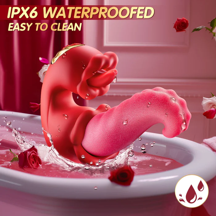 Twin Rose Thrusting G Spot Vibrator - Tongue Teasing & Vibrating