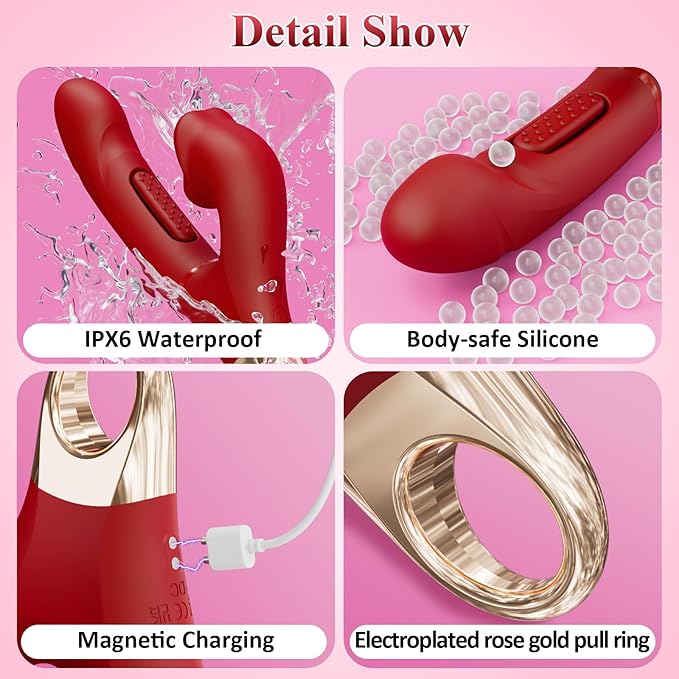 G Spot Vibrato: 3 in 1 Tongue Rose Clitoral Vibrator, 7 Flapping & 5 Biting Vibration Modes
