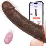 (BLACK) Eveandlove APP Controlled 9 Vibration Intensities Vibrating Penis Sleeve