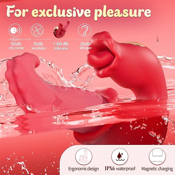 Rose Sex Toy: 10 Licking & Vibration Modes, G-spot Clit Stimulator& Thrusting Dildo