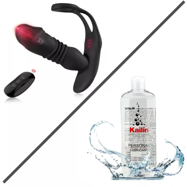 12 Vibrating and 3 Thrusting Dual Cock Rings Prostate Massager