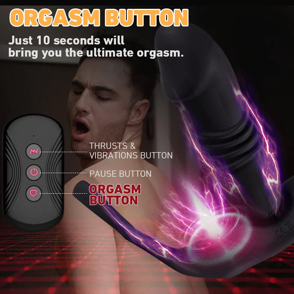 12 Vibrating and 3 Thrusting Dual Cock Rings Prostate Massager