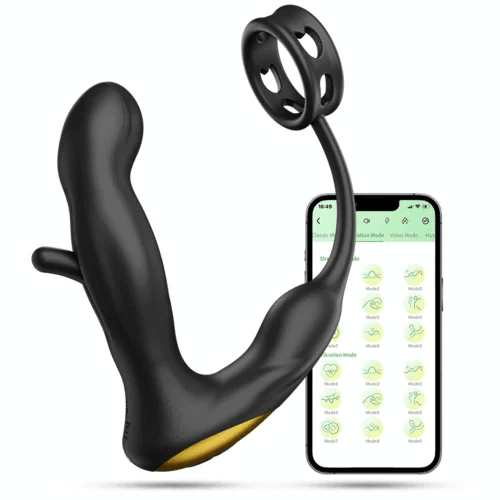 Eveandlove Hollow Flapping Vibrating Silicone Prostate Massager with Cock Ring
