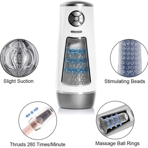 MIGYY 10 Thrusting 10 Speeds Massage Rings Male Masturbator Cup