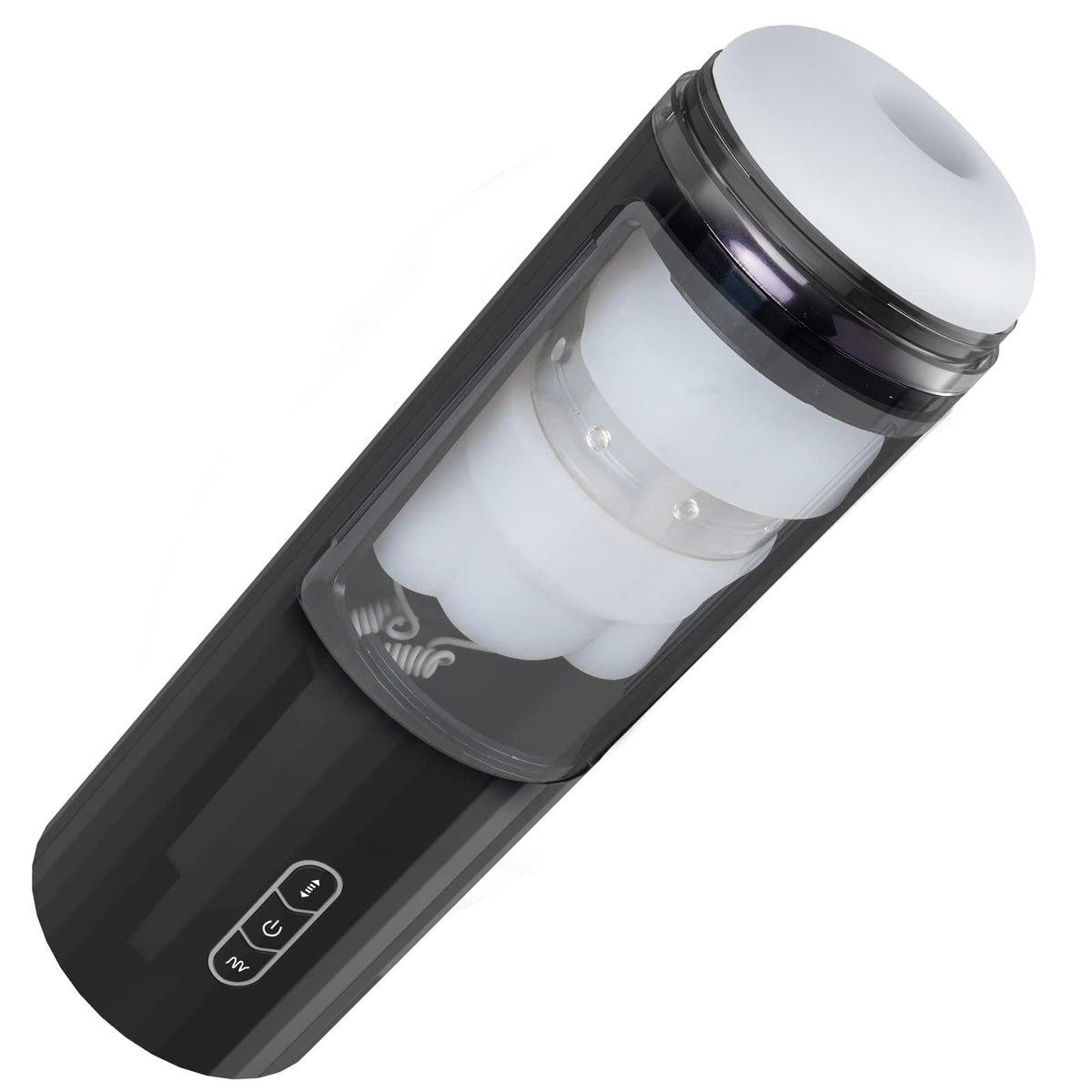 Hands-Free Male Oral Sex Toy with 6 Thrusts& Suctions 7 Vibrations (Milk White Sleeve)