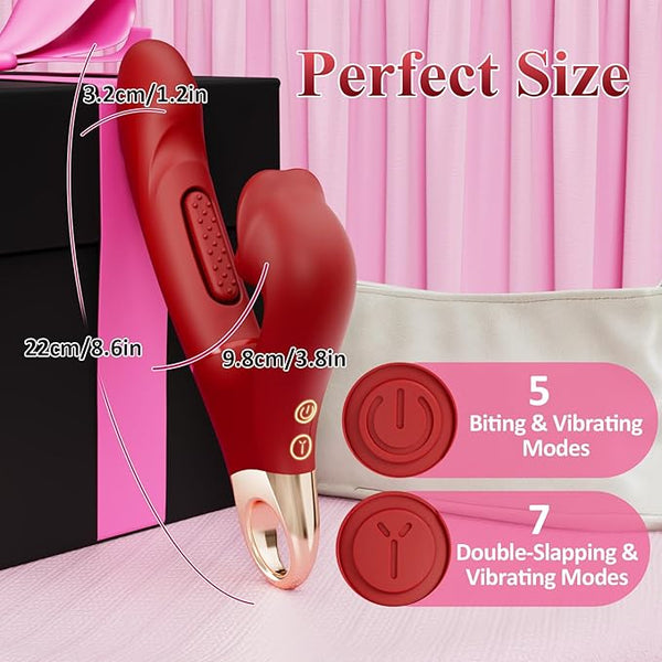 G Spot Vibrato: 3 in 1 Tongue Rose Clitoral Vibrator, 7 Flapping & 5 Biting Vibration Modes