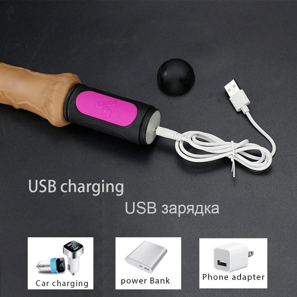 Heating Realistic Dildo-10 speed bend Soft huge dildo