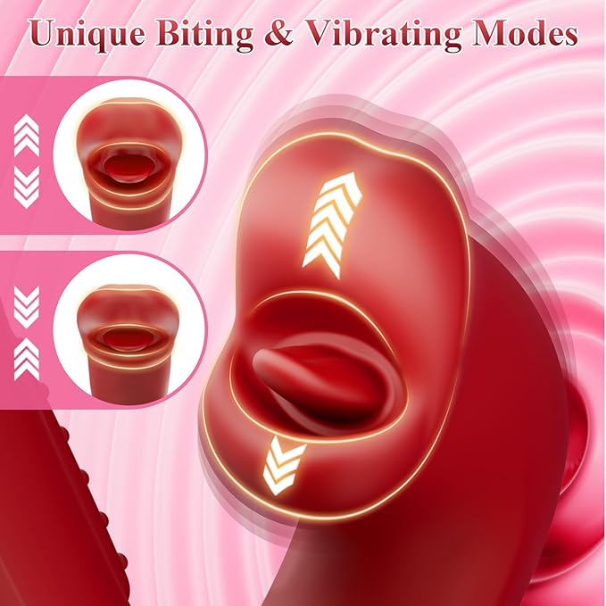 G Spot Vibrato: 3 in 1 Tongue Rose Clitoral Vibrator, 7 Flapping & 5 Biting Vibration Modes