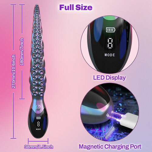LED Octopus Tentacle G-Spot Vibrator with 9 Modes, 10.7  Silicone Dildo for Clitoral, Anal, and Vaginal Stimulation