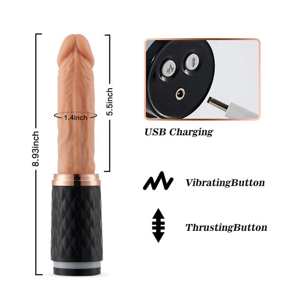 5.4-Inch 7 Vibrating 7 Telescoping Silicone Dildo with Mount Base
