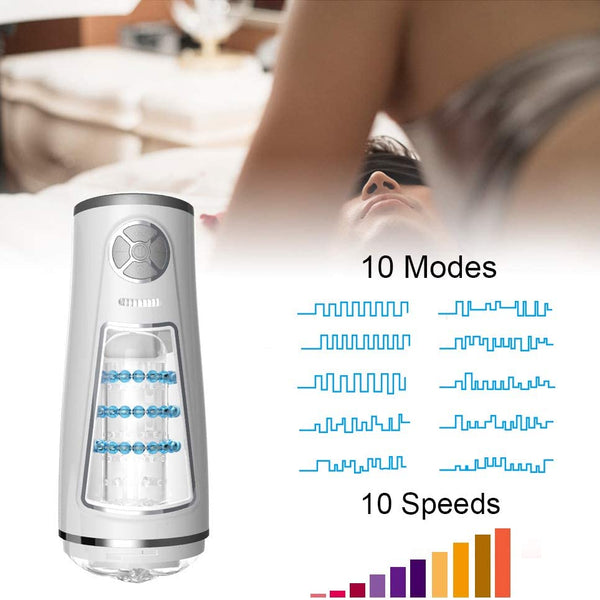 MIGYY 10 Thrusting 10 Speeds Massage Rings Male Masturbator Cup