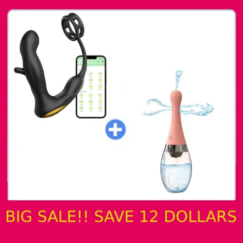 Hollow Flapping Vibrating Silicone Prostate Massager with Cock Ring