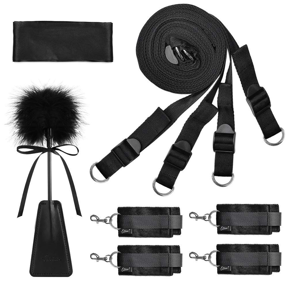 Restraints Set Sex Toys with Hand Cuffs Ankle Cuff Bondage Collection & Blindfold & Tickler Included
