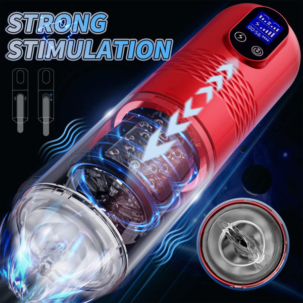 LCD Display 10 Vibrating & 6 Thrusting Modes Automatic Male Masturbators